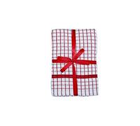 QUALITY HOME TEXTILES Lot de 3 grands torchons de cuisine en tissu éponge 100 % coton super absorbants et doux au toucher avec boucle de suspension Rouge