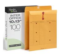 Quality Park Interoffice 63561, lot de 100 enveloppes, papier kraft marron, 10 x 13 cm, avec ficelle et bouton