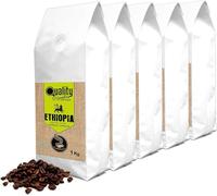 Quality Roasters Coffees. Café en grains torréfié de spécialité. Origine unique Ethiopie Sidamo. Processus : Lavé. Torréfié moyenne. Torréfaction artisanale. (5 Kg)