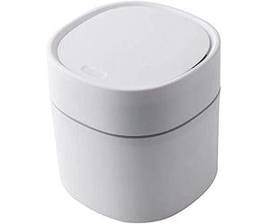 QualityHome Mini poubelle en plastique poubelle de bureau créative poubelle de bureau avec couvercle petite poubelle de nettoyage de bureau à domicile bouton poubelle de rangement de bureau