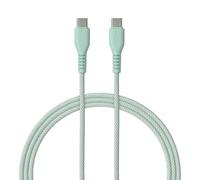 QUALO Câble USB-C - USB-C, Nylon, Charge rapide, 1,5m, 3A, Câble long, Couleur menthe, QKN-CC-21