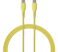 QUALO Câble USB-C - USB-C, Nylon, Charge rapide, 1,5m, 3A, Câble long, Tresse jaune, QKN-CC-05