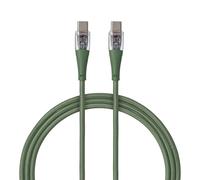 QUALO Câble USB-C - USB-C, Nylon, Transparent, Charge rapide, 1,5m, 3A, Vert, Câble long, QTCN-CC-04