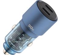 QUALO Transparent Chargeur voiture 2× USB-C Aluminium 90W Chargeurs QTLS-AC-A-90