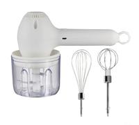 Qualoramall Batteur à œufs électrique rechargeable sans fil - Machine à mélanger portable - Hachoir à ail et presse-purée avec fouet amovible en acier inoxydable (blanc)