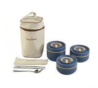 Qualoramall Boîte à déjeuner isotherme portable avec récipients empilables en acier inoxydable et polypropylène étanche avec isolation thermique sous vide et poignée de transport pour Hot o(F)