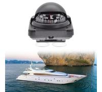 Qualoramall Boussole de navigation marine avec support pivotant pour bateau, camion, voiture et camping-car, boîtier ABS réglable en déclinaison en noir pour une direction précise