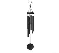 Qualoramall Carillon éolien de 81,3 cm pour extérieur, jardin, terrasse, arrière-cour, aluminium et fer, ton commémoratif noir