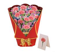 Qualoramall Carte de vœux 3D Up Bouquet de fleurs avec motif tulipe et lys pour anniversaire, Noël, invitation faite à la main avec enveloppe 33 x 25,4 cm (œillets)