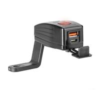 Qualoramall Chargeur USB 12 V 24 V pour moto avec voltmètre LED, housse étanche à la poussière, sortie 30 W + 18 W, installation facile sur guidon ou rétroviseur, compatible avec (rétroviseur de