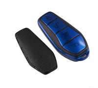 Qualoramall Coque de clé de voiture en cuir compatible avec Song Plus Yuan Pro Atto 3 Han Coque de protection pour télécommande en argent, bleu ou rouge, installation facile (bleu)