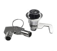 Qualoramall Cylindre de serrure tubulaire en alliage de zinc avec crochet à 90 degrés pour boîtes à outils, distributeurs automatiques, armoires et armoires - Argenté - Comprend 2 clés