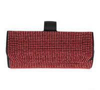 Qualoramall Étui en cuir clouté pour lunettes de soleil de voiture multifonction avec compartiments pour billets, documents, opération à une main, 17 x 8 cm, blanc (diamant rouge)