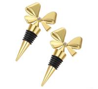 Qualoramall Lot de 2 bouchons à vin élégants en alliage de zinc et résine, finition dorée ou argentée, joint décoratif pour fêtes, célébrations et cadeaux (doré)