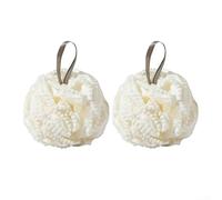 Qualoramall Lot de 2 éponges de bain en maille avec texture douce et design moussant riche, absorption d'eau améliorée pour un nettoyage doux du corps, construction en filet à séchage rapide (blanc)