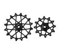 Qualoramall Lot de 2 poulies de dérailleur arrière de vélo 12T + 16T avec roulement à billes en céramique pour Sram NX en alliage d'aluminium étroit et large Noir