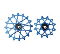 Qualoramall Lot de 2 poulies de dérailleur arrière de vélo 12T + 16T avec roulement à billes en céramique pour Sram NX en alliage d'aluminium étroit et large Noir (bleu)