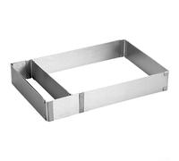 Qualoramall Moule à gâteau carré réglable en acier inoxydable avec cadre sans mousse de 14 à 27 cm Outil de cuisson pour anniversaire, éponge, pizza, tarte, dessert (1 ensemble)