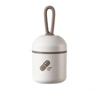 Qualoramall Pilulier Portable avec Porte-clés Séparateur Amovible Anti-Humidité Silicone Joint pour Voyage Vitamines Suppléments 3.5x3.5x4.7cm Blanc