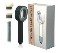 Qualoramall Pomme de douche 3 en 1 haute pression filtrée ABS salle de bain avec filtre charbon et éponge brosse de bain pour eau dure (noir)