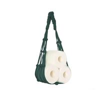Qualoramall Porte-rouleau de papier toilette en corde de coton tissé à la main, sac de rangement en maille, support mural, organiseur de mouchoirs de style bohème pour salle de bain et cuisine
