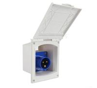 Qualoramall Prise d'alimentation externe avec couvercle de protection, 220 V-240 V 16 A résistant aux intempéries en métal ABS pour caravane, remorque, bateau, bleu et blanc