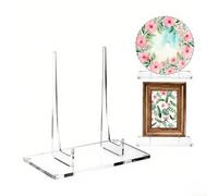 Qualoramall Support de livre en acrylique transparent de 25,4 x 12,7 x 22,9 cm avec coussinets antidérapants pour photos, livres, assiettes et cartes postales, organiseur de table de bureau pour la