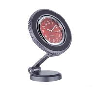 Qualoramall Support de téléphone lumineux pliable en alliage d'aluminium avec base rotative à 360 degrés avec horloge pour tableau de bord et console compatible avec tous les smartphones Noir (rouge)