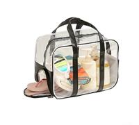 Qualoramall Trousse de maquillage en PVC transparent avec fermeture éclair - Étanche - Pour voyage, stade, concert, plage, événements sportifs - Grande capacité - Vert (chaussure noire)