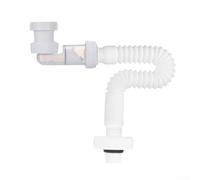 Qualoramall Tuyau de vidange de lavabo à visser en polypropylène avec flexible rétractable, longueur 380-930 mm, pour montage mural ou au sol, design renforcé épais transparent (B)