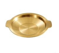 Qualoramall Wok en acier inoxydable de 24 cm à fond plat léger pour le camping, la maison, la cuisine, les cuisinières électriques à gaz, argent ou or (24 cm doré)