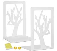 Qualsen 1 Paire Serre Livre, Serre Livres en Métal, Serre-Livres Blancs, Serre Livre en Forme ，Serre-Livres Décoratifs D'chat sur Un Arbre pour Bureau, Librairie et Bibliothèque,Retour à L'école
