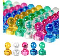 Qualsen Aimants Frigo Puissants - Lot de 60 Magnets pour Tableau Blanc et Magnétique - 5 Couleurs Mini Aimants pour Bureau/École/Maison