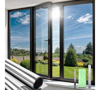 Qualsen Film Fenêtre Anti-Regard, Film Miroir pour Fenêtre sans Tain, Anti-UV Anti Chaleur Protection Solaire Non Adhésif Film Électrostatique Vitre pour Maisons et Bureaux（Argent-Argent, 60x200cm）
