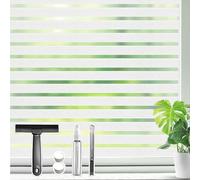 Qualsen Film Fenetre Anti Regard Film Occultant Fenêtre, Brise Vue Fenetre Electrostatique sans Colle Dépoli Anti UV Vitre pour Bureau Maison Chambre Cuisine (44.3 x 200 cm, Rayures Moyennes)