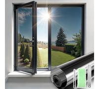 Qualsen Film Fenêtre Anti-Regard, Miroir sans Tain, Anti-UV Chaleur Protection Solaire Non Adhésif Électrostatique pour Maisons et Bureaux (Noire-Argent, 60x200cm)