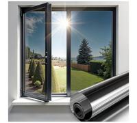 Qualsen Film Fenêtre Anti-Regard, Miroir sans Tain, Anti-UV Chaleur Protection Solaire Non Adhésif Électrostatique pour Maisons et Bureaux (Noire-Argent, 90x200cm)