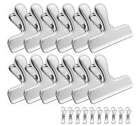 Qualsen Lot de 12 Clips de Fermeture sac Alimentaire 7.6cm Pince Sachet Acier Inoxydable pour le Rangement à Cuisine,Bureau,Sacs pour Aliments et Pains le Café de Collation