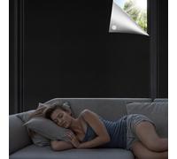 Qualsen Store Occultant sans Perçage 200x150cm, Portable Occultant Fenetre Sun Block Temporaires Store Occultant Amovible Anti Regard Tissu Occultant pour Chambre à Coucher, Voyage (Noir-Argenté)
