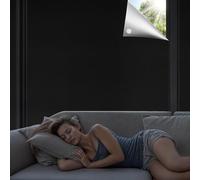 Qualsen Store Occultant sans Perçage 400x150cm, Portable Occultant Fenetre Sun Block Temporaires Store Occultant Amovible Anti Regard Tissu Occultant pour Chambre à Coucher, Voyage (Noir-Argenté)