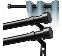 Qualsen Tringle Rideau Extensible avec Supports, Noire, 45-114cm, 2 Pièce | Kit Tringle a Rideaux, Barre Rideau Pour Portes et Fenêtres de Chambres Tringle Rideau Décorative en Acier Inoxydable