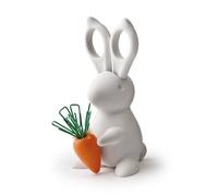 QUALY QL10115-WH Set de bureau avec ciseaux et porte-trombones en plastique Blanc/orange