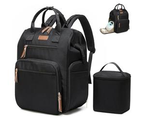 Qualyphant Grand sac à dos convertible pour tire-lait Spectra S1 S2 Medela pour les mamans qui travaillent avec housse pour ordinateur portable de 14" et compartiment isotherme, noir