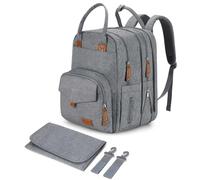 Qualyphant Sac à dos à langer extra large pour deux enfants, sac à langer extensible de 35 l pour maman, fille, garçon, papa, tout-petit, grand sac à langer de voyage 21 poches (4 isolés) avec matelas