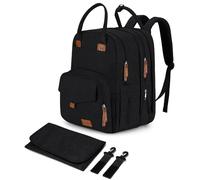 Qualyphant Sac à dos à langer extra large pour deux enfants, sac à langer extensible de 35 l pour maman, fille, garçon, papa, tout-petit, sac à langer de voyage noir, 21 poches (4 isolées) avec