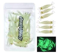 QualyQualy Leurre Souple de Pêche, Crevette Leurre, Lumineux Leurre, Leurre Souples de Pêche en Silicone, Leurres Souples pour Carpe Brochet Truite Leurre Peche (54 x leurre crevettes Lumineux)