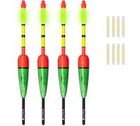 QualyQualy Lot de 4 bobbers lumineux en mousse EVA + 8 bâtons lumineux pour pêche de nuit (4 pièces - 22 cm)