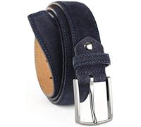 QUAMOD Ceinture homme en daim 3,5 cm (35 mm) de large | Suédé avec boîte cadeau | production écologique et équitable | BLEU MARIN (Medium) 85 CM