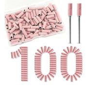 quancifang 100 Bands de Ponçage pour Embout Ponceuse Ongles, 3.1mm Grain 120 Compatible avec 99% des Ponceuses Avec 2 Mandrins et Coffret - Pour Dépôt de Gel, Limage et Polissage Manucure