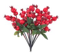 Quancru 10pcs Artificielle Branches de Grenadier, tiges de Baies de Houx, Fleurs artificielles, DIY décoration de Vase, Accueil Mariage Fête de Noël